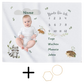 personalisierte Baby Meilensteindecke mit Holz Rahmen