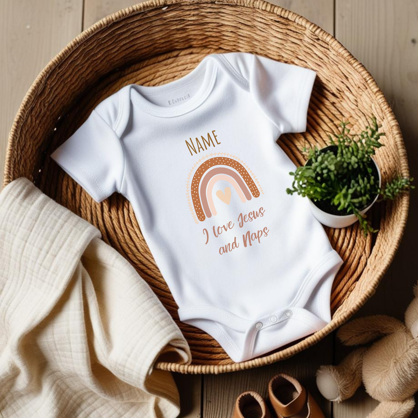 Baby Body personalisiert - I love Jesus and naps