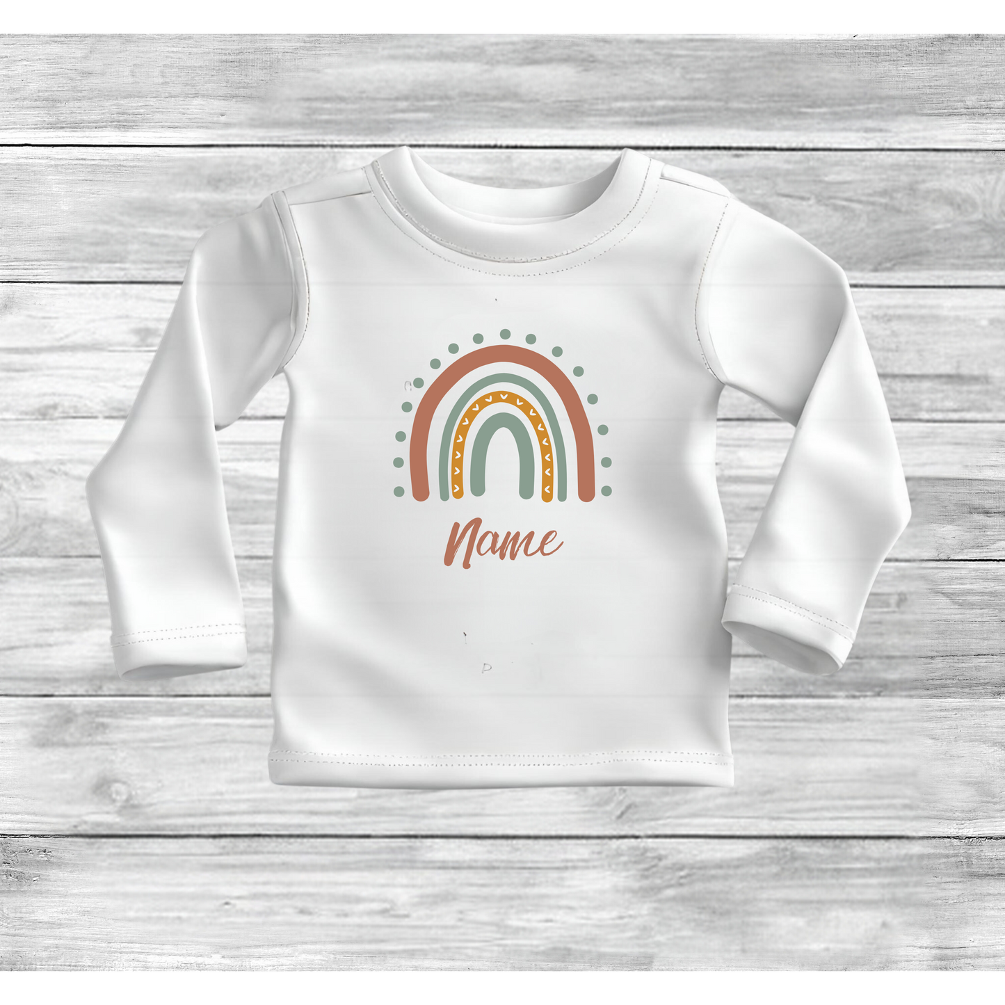 Baby Body personalisiert mit dem Namen + Regenbogen Motiv