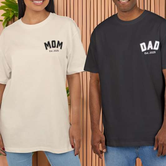 Oversized Partner T-Shirts zur Schwangerschafts- verkündung