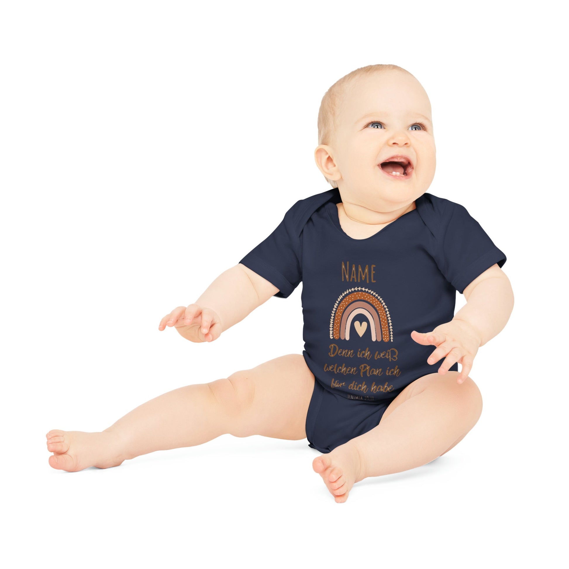 Baby Langarmshirt christlich als Geschenk zur Geburt, minimalistisch Geschenkidee zur Taufe, kurzarm Body Glaube für Junge und Mädchen