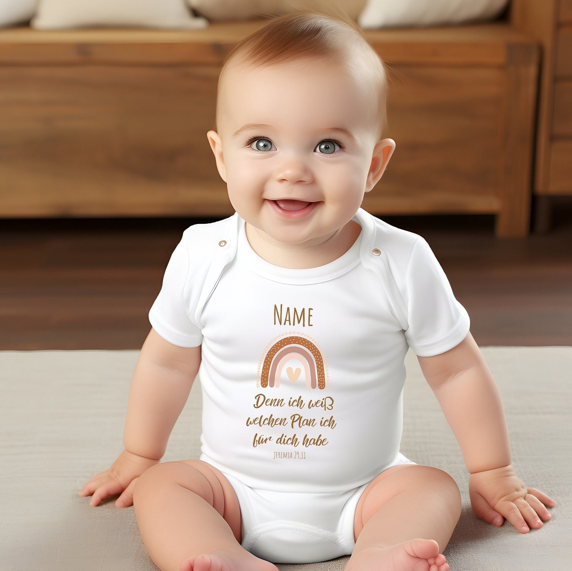 Baby Langarmshirt christlich als Geschenk zur Geburt, minimalistisch Geschenkidee zur Taufe, kurzarm Body Glaube für Junge und Mädchen