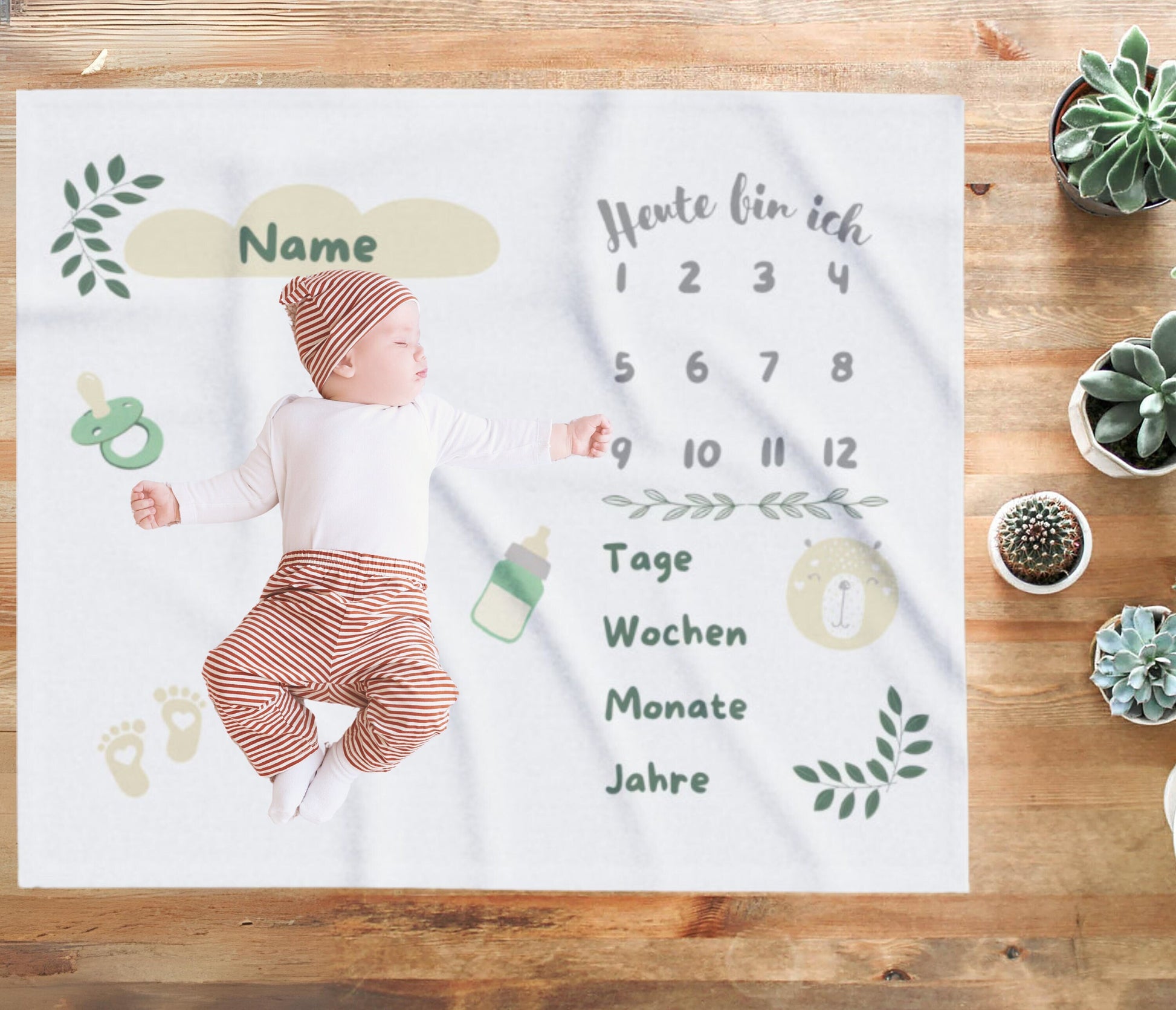 personalisierte Baby Meilensteindecke - das perfekte Geschenk zur Geburt oder Babyparty!