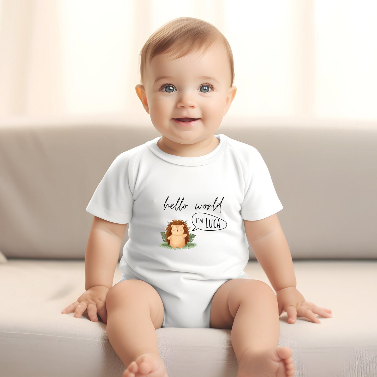 Baby Body personalisiert mit dem Namen, ideal als Geschenk zur Geburt oder Taufe, Strampler als Geschenkidee zur Geburt