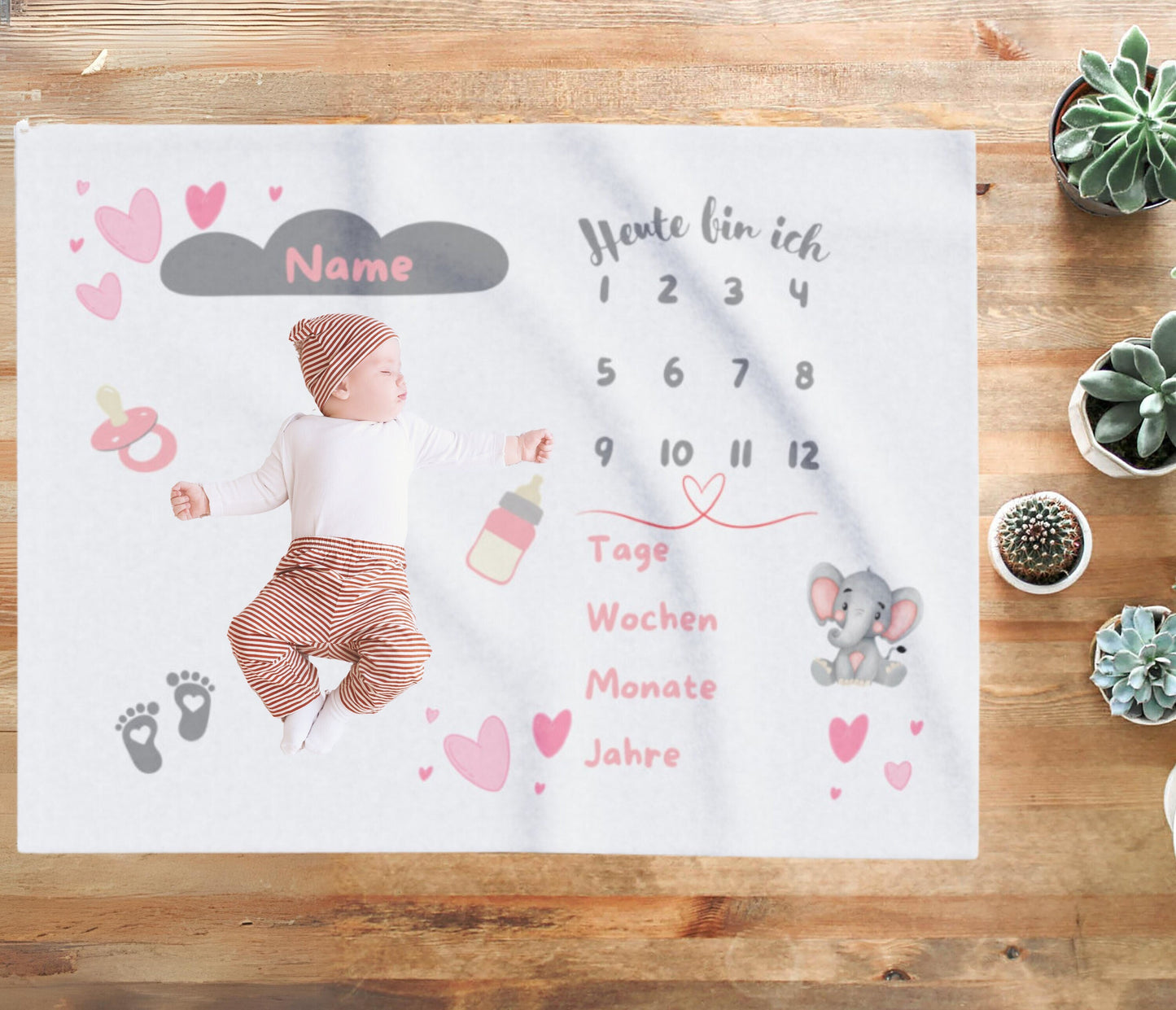 personalisierte Meilensteindecke fürs Baby - das perfekte Geschenk zur Geburt oder Babyparty!