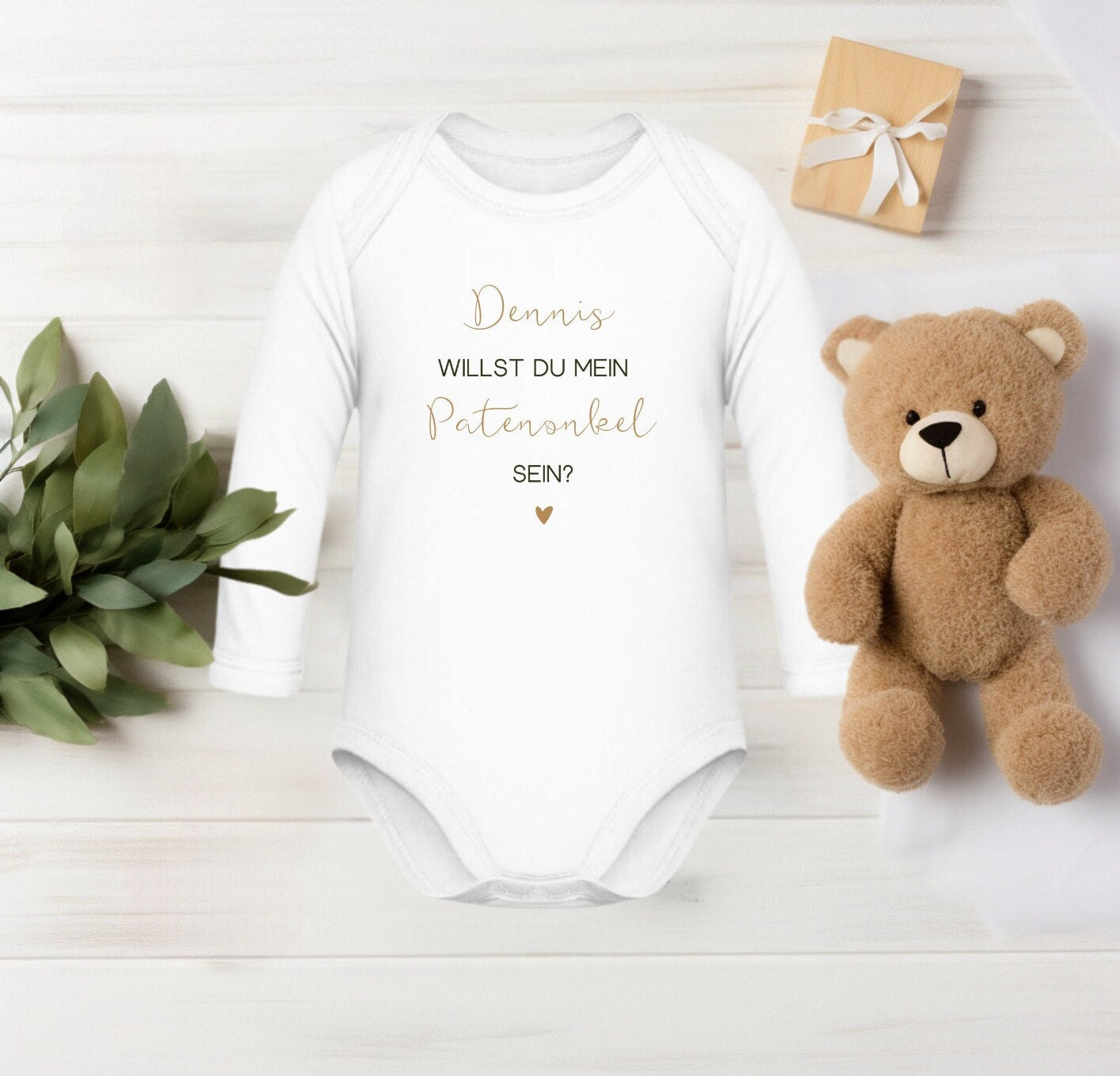 Baby Langarmshirt Patentante fragen personalisiert, um den Patenonkel oder die Patentante zu fragen: willst du meine Patentante sein?