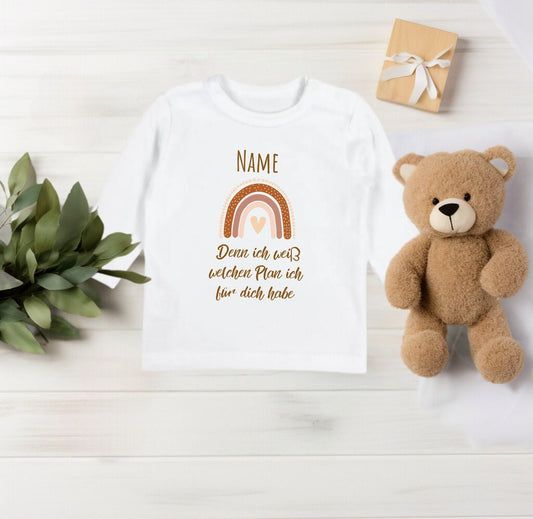 Baby Langarmshirt christlich als Geschenk zur Geburt, minimalistisch Geschenkidee zur Taufe, kurzarm Body Glaube für Junge und Mädchen