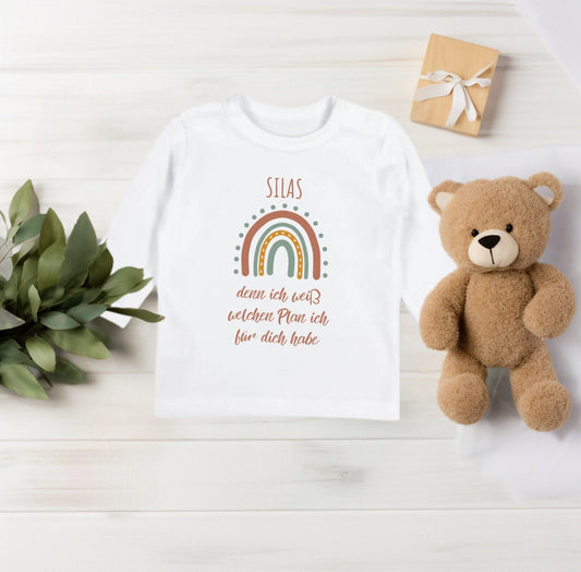 Baby Langarmshirt christlich als Geschenk zur Geburt, minimalistisch Geschenkidee zur Taufe, kurzarm Body Glaube für Junge und Mädchen