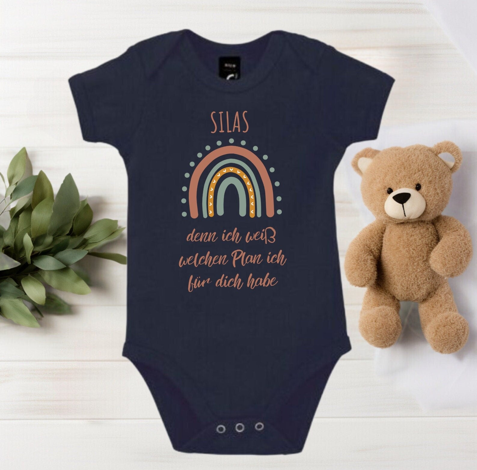 Baby Langarmshirt christlich als Geschenk zur Geburt, minimalistisch Geschenkidee zur Taufe, kurzarm Body Glaube für Junge und Mädchen