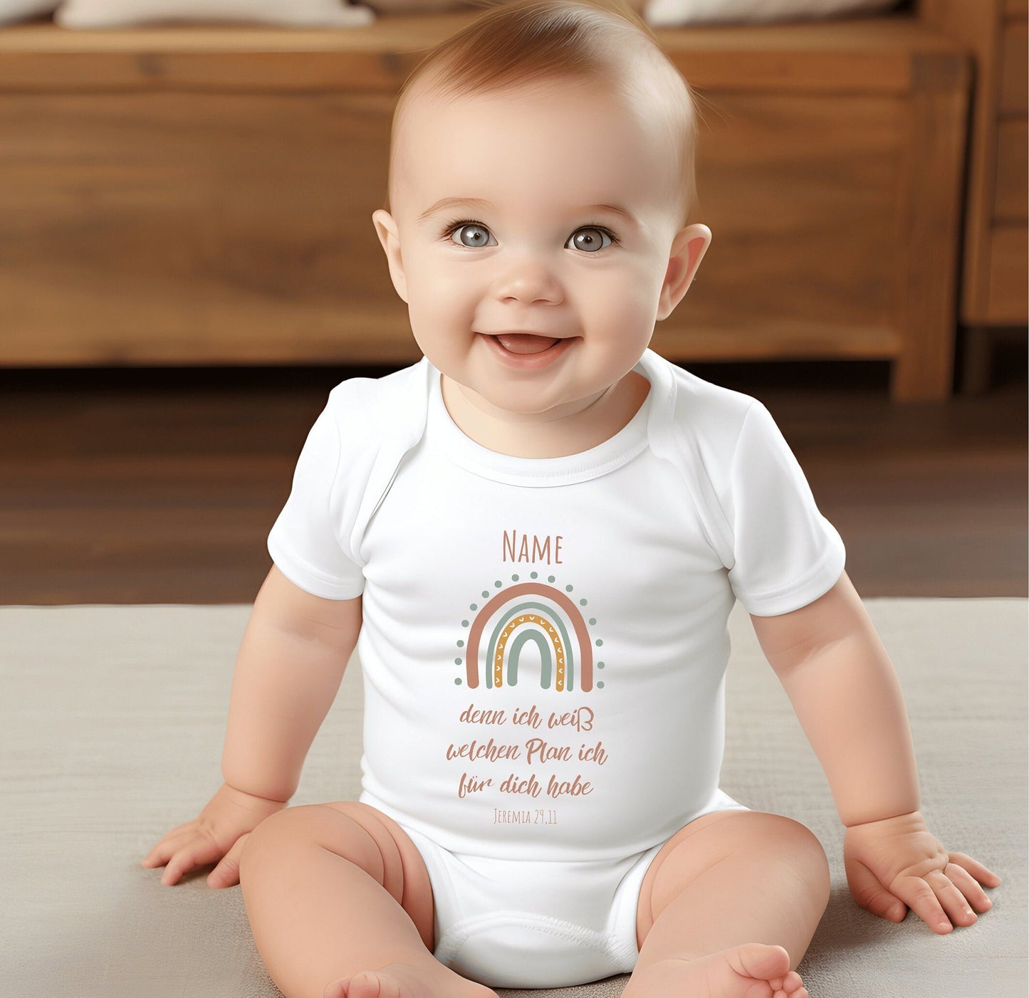 Baby Langarmshirt christlich als Geschenk zur Geburt, minimalistisch Geschenkidee zur Taufe, kurzarm Body Glaube für Junge und Mädchen